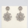 Pendientes de doble botón charro de plata primera ley con marcasitas. Cierre presión. botón 9 mm y boton 12 mm.