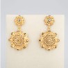 Pendientes de dobles botones charros de plata de ley. Cierre presión. Chapados oro 23 kt. Botón 9 mm y 12 mm.