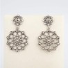 Pendientes botón charro y filigrana charra en plata de ley con marcasitas.  Cierre presión. Botón 9 mm y Filigrana 20 mm.