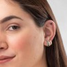 Pendientes Aro exagonal en plata de ley, esmaltados en amarillo. Bañados en Oro de 18 klt. Con circonitas. Muestra en modelo.