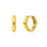 Pendientes Aro exagonal en plata de ley, esmaltados en amarillo. Bañados en Oro de 18 klt. Con circonitas.