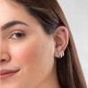 Pendientes Aro exagonal esmaltado en rosa de plata de ley con circonitas 1mm. Bañados en oro de 18klt. Muestra en modelo.