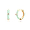 Pendientes Aro exagonal en plata de ley, esmaltados en Verde Menta con circonita 1mm. Bañados en Oro de 18 klt.