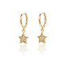 Pendientes Aro de plata de ley con estrella con circonitas colgando. Bañados en oro amarillo.