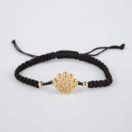 Pulsera botón charro plata chapada macrame gd