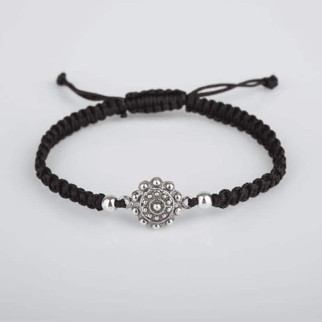 Pulsera botón charro plata macrame pq