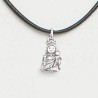 Colgante Virgencita María Auxiliadora en plata de ley con cordón de cuero con cierre plata ley.