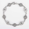 Pulsera de plata de primera ley con Botón charro y adornos de floritura, montadas con marcasitas. Foto secundaria.
