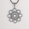 Colgante BOTÓN CHARRO de Plata de Primera Ley con PERLAS y cordón de cuero negro.