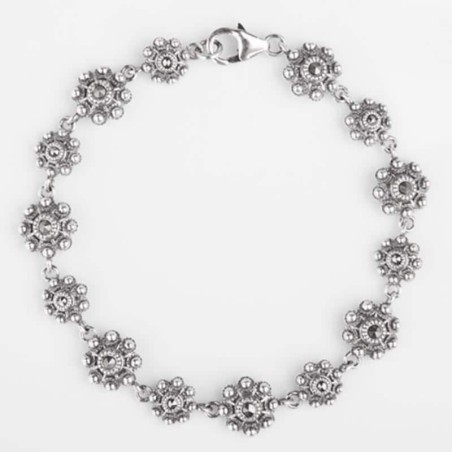 Pulsera de plata de primera ley de Botones Charros de dos tamaños con marcasitas. Muestra secundaria.