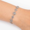 Pulsera de plata de primera ley de Botones Charros de dos tamaños con marcasitas. Muestra colocada en muñeca.