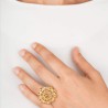 Anillo Botón Charro de plata de primera ley chapada en oro de 23 kilates. Grande. Muestra en modelo.