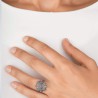 Anillo Botón Charro de plata de primera ley con Marcasitas. Pequeño. Muestra en modelo.