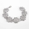 Pulsera de plata de primera ley de doble cadena con Botones Charros grandes con marcasitas. Muestra principal.