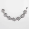 Pulsera de plata de primera ley de doble cadena con Botones Charros grandes con marcasitas. Muestra 3.