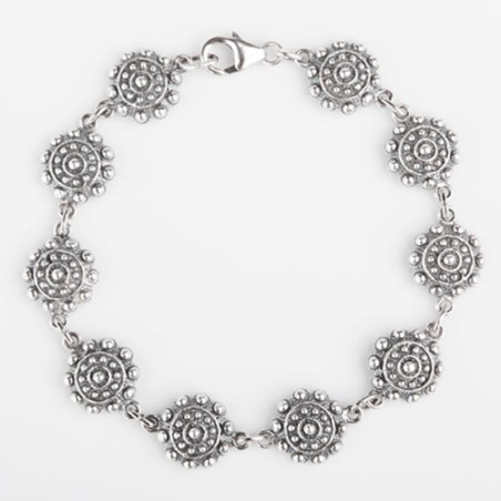 Pulsera de plata de primera ley con Botones charros de 11 mm de diámetro. Muestra secundaria.
