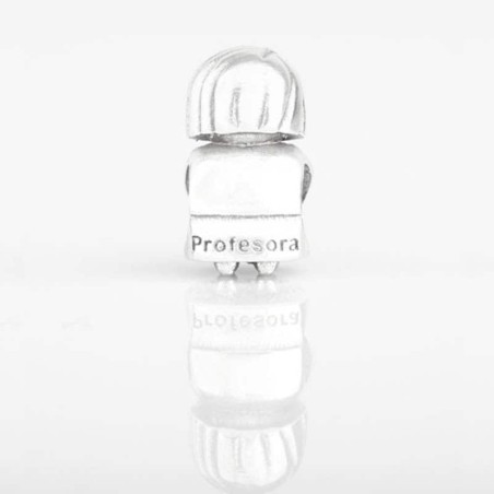 Charm Profesora en plata de ley para la pulsera de Pandora o similares. Trasera.