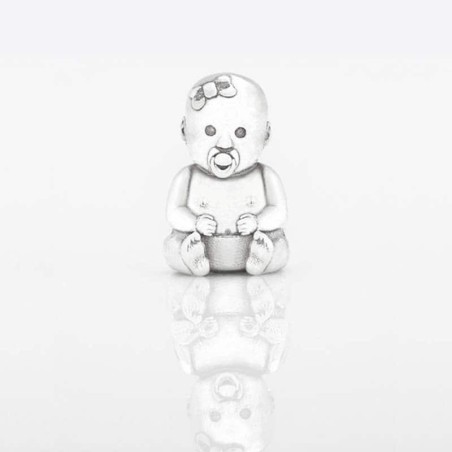 Charm Niña en plata de ley para la pulsera de Pandora o similares. Frente.