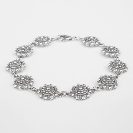 Pulsera de plata de primera ley con Botones charros de 11 mm de diámetro. Muestra princial