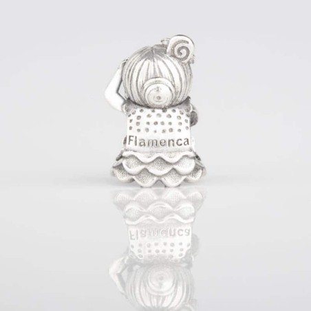 Charm de La Flamenca en plata de ley para la pulsera de Pandora o similares. Trasera.