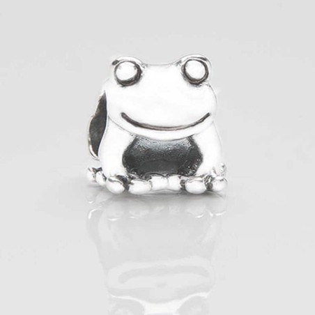 Charm Rana en plata de ley para la pulsera de Pandora o similares. Vista frontal.