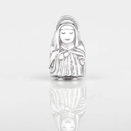 Charm Sta. Teresa en plata de ley para la pulsera de Pandora o similares. Vista frontal.