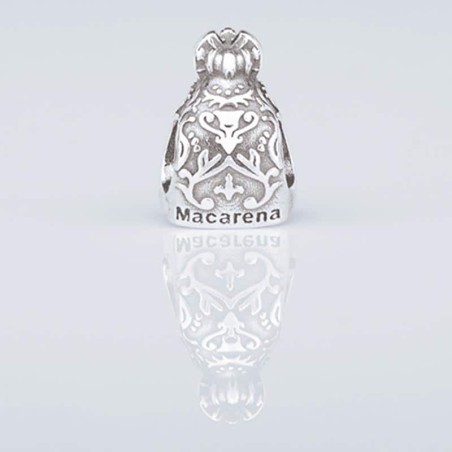 Charm de la Virgencita Macarena en plata de ley para la pulsera de Pandora o similares. Vista Trasera.
