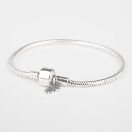 Pulsera cordón de plata flexible para CHARMS. Muestra principal. Muestra tercera.