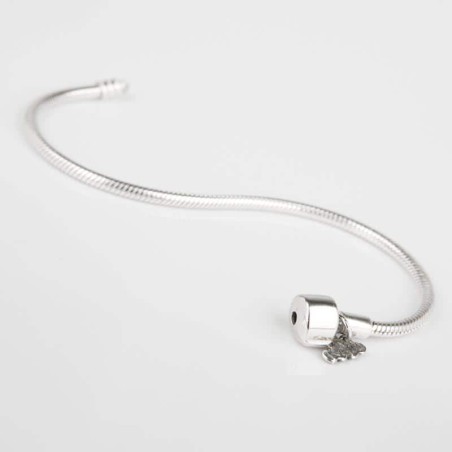 Pulsera cordón de plata flexible para CHARMS. Muestra principal. Muestra cuarta.