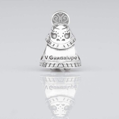 Charm de la Virgencita de Guadalupe en plata de ley para la pulsera de Pandora o similares. Vista trasera.