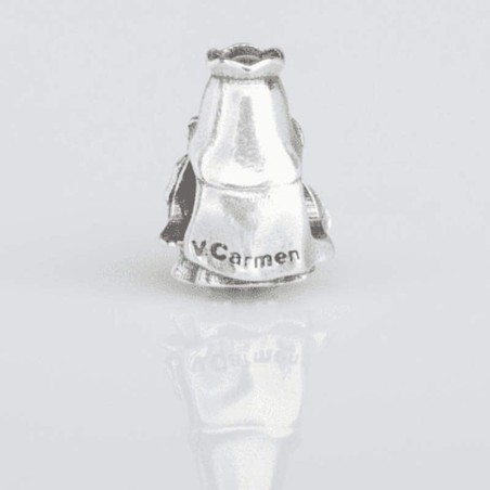 Charm Virgencita del Carmen en plata de ley para la pulsera de Pandora o similares. Vista trasera.