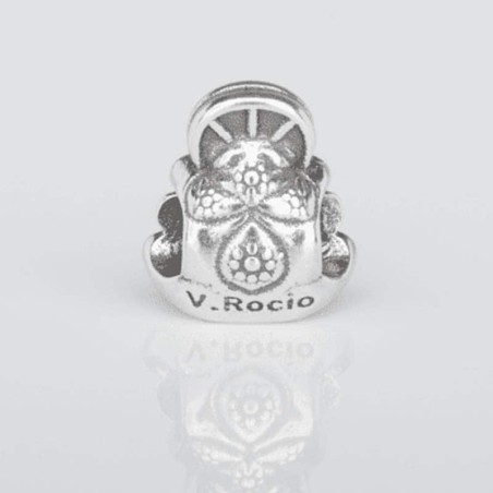 Charm Virgencita del Rocío en plata de ley para la pulsera de Pandora o similares. Vista trasera.