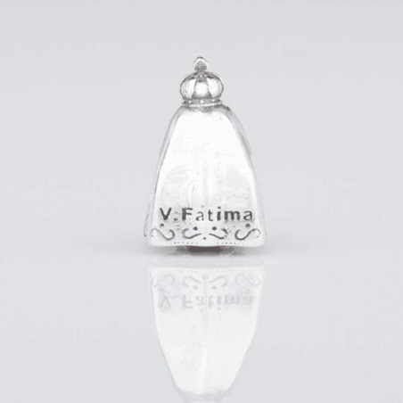 Charm de la Virgencita de Fátima en plata de ley para la pulsera de Pandora o similares. Vista trasera.