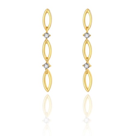 Pendientes de Pez pequeñitos en cadena en plata de ley, Bañados en oro amarillo, con circonitas.