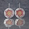 Pendientes Plata con esmalte en rojo y amarillo de gancho.