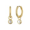 Pendientes de Aro en plata bañada en oro con circonita blanca. Imagen.