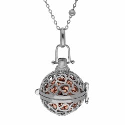 Llamador de Angeles CORAZONES, con bolas intercaladas en cadena de acero.