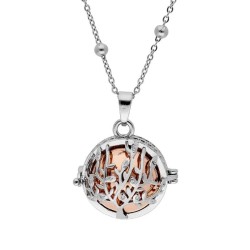 Llamador de Ángeles ÁRBOL DE LA VIDA, metal con circonitas y Cadena de 90 cm con bolitas de acero.