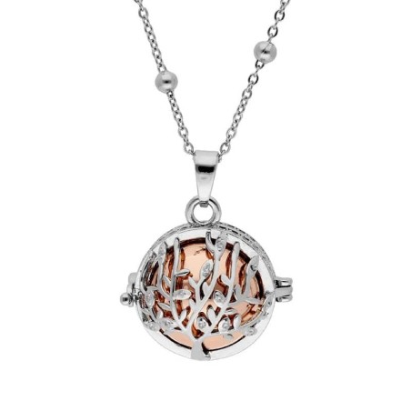 Llamador de Ángeles ÁRBOL DE LA VIDA, metal con circonitas y Cadena de 90 cm con bolitas de acero.