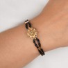 Pulsera Néfele Botón Charro de plata de primera de ley chapada en oro de 23kt. Foto en pulsera